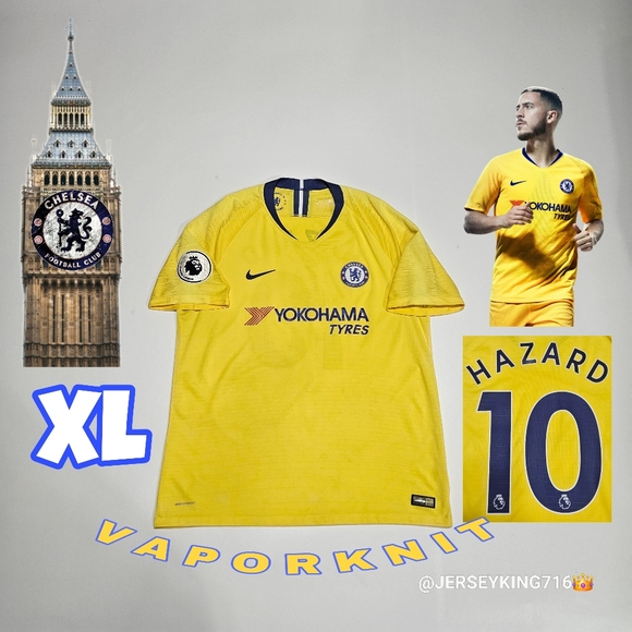 🟡 Nike Chelsea FC Eden Hazard #10 2018/2019 away vaporknit jersey XL with EPL